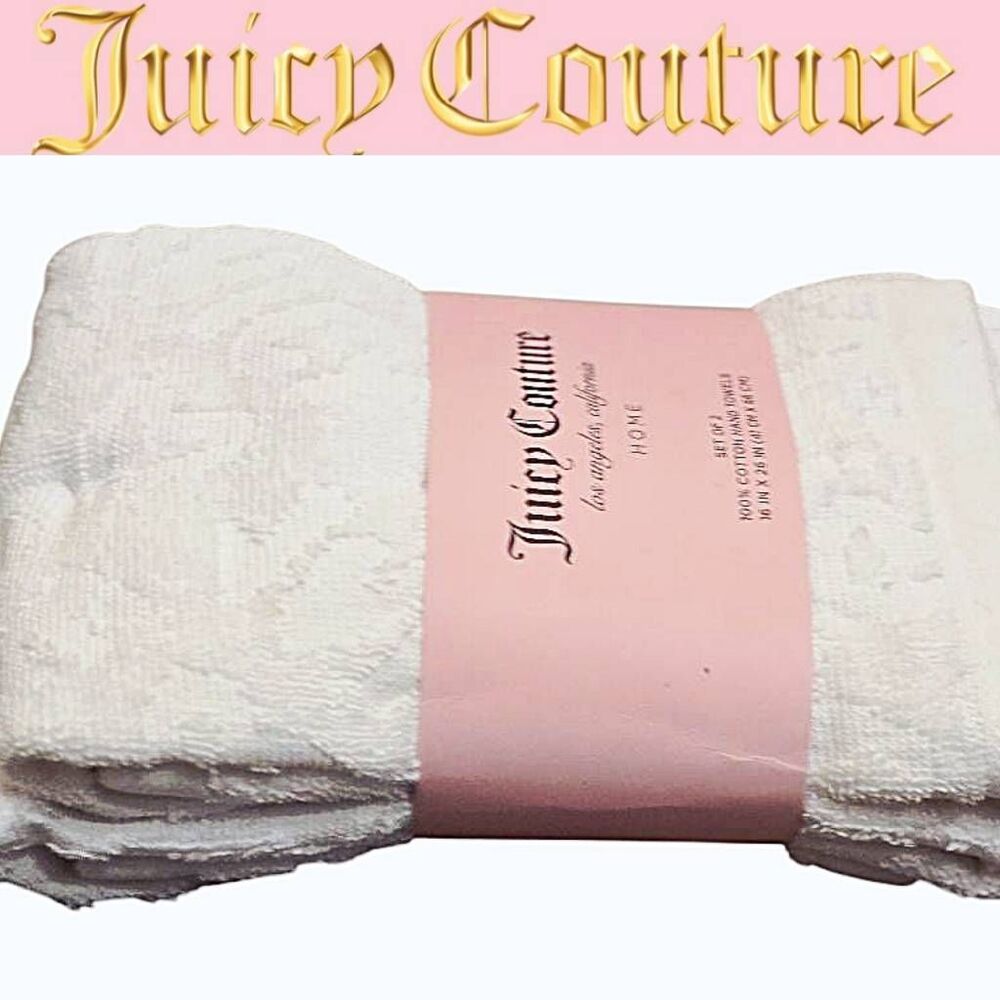 Juicy Couture Love Juicy Embossed Hand Towel Set of 2- White
